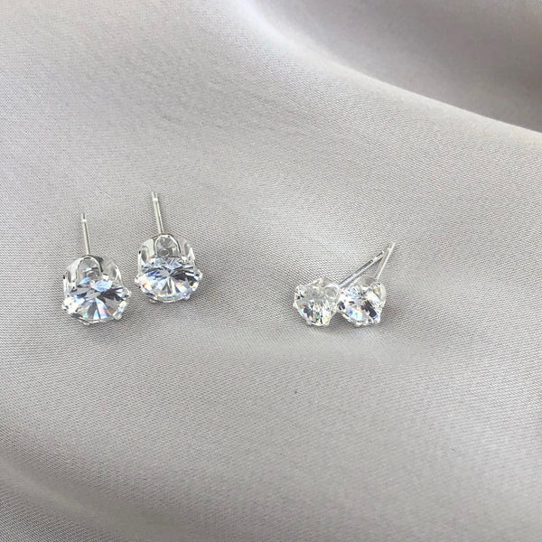 Platinum-Plated Sterling Silver and Cubic Zirconia Earrings (2 cttw) :  Amazon.ca: Clothing, Shoes & Accessories